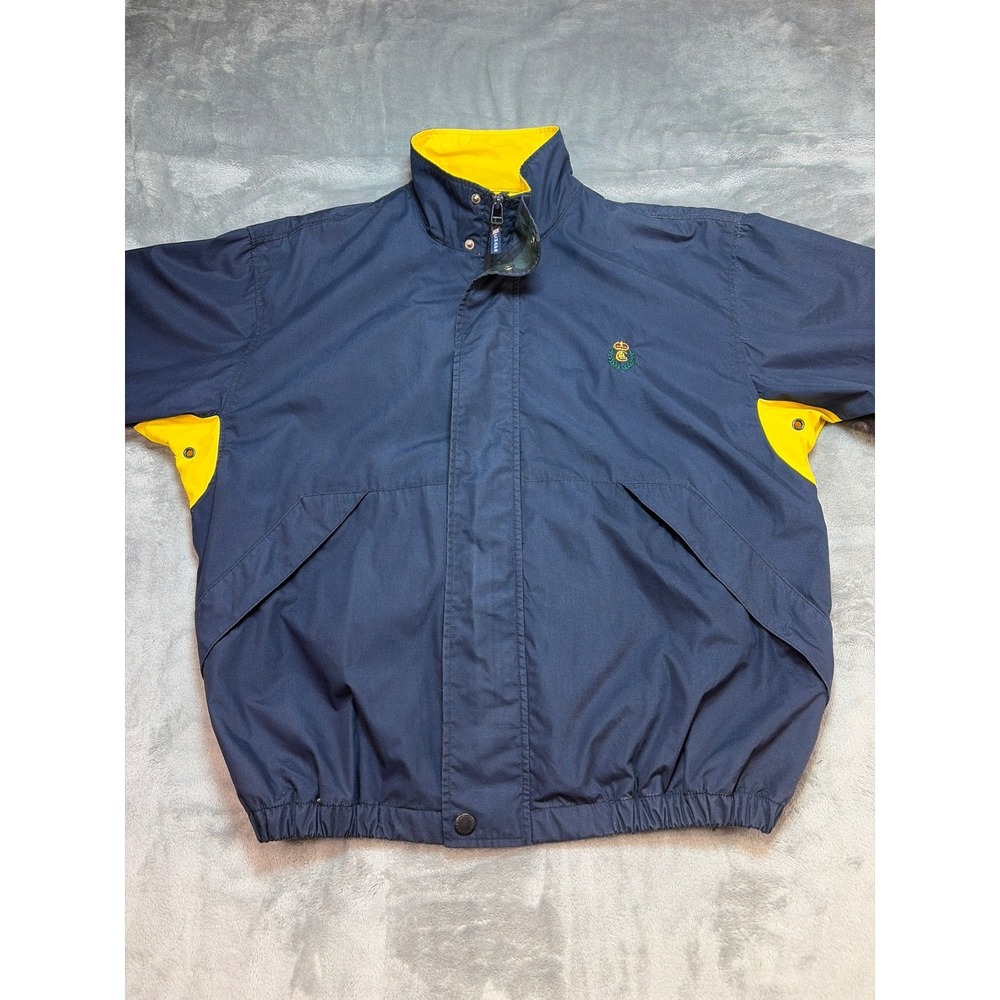 Chaps Ralph Lauren Mens Navy Blue Yellow Windbreaker Jacket Size M 5961Q